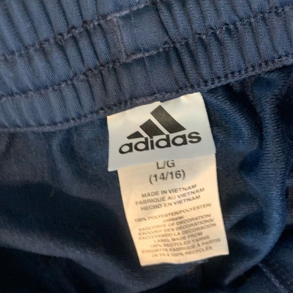 Adidas Youth Boys Large 14 - 16 Stripe Navy Jogger Trackpants - Picture 13 of 14